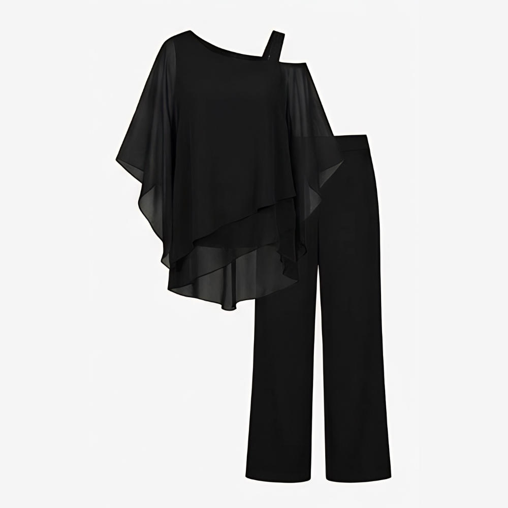 Élora™ – Asymmetric Chiffon Two-Piece Set