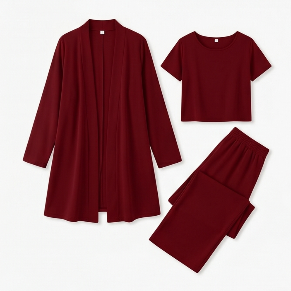 Maevelle™ Elegant 3-Piece Set with Drape Cardigan