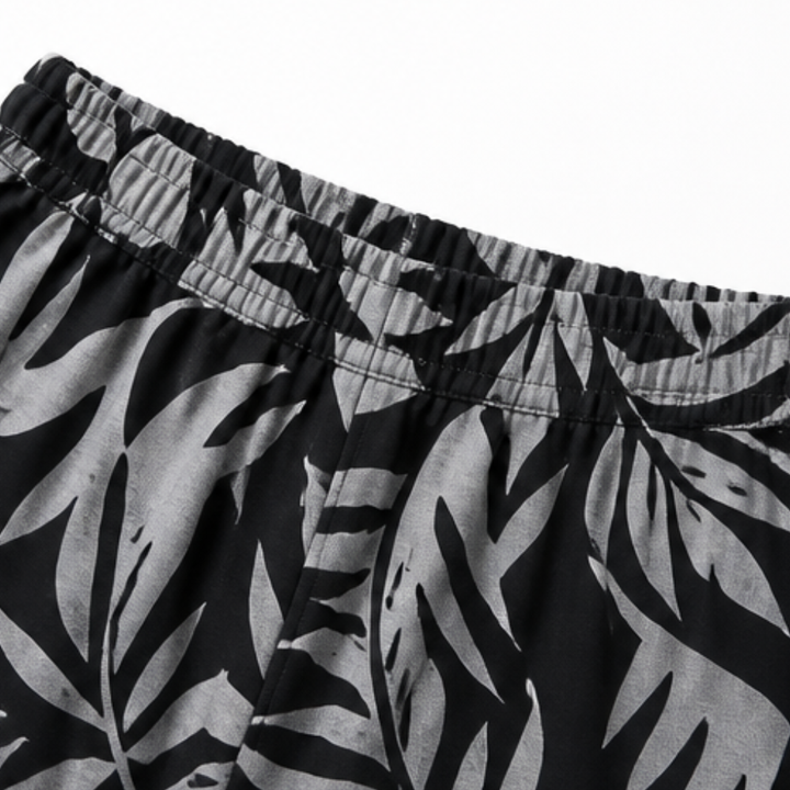 Lark & Palm™ – V-Neck Top & Leaf-Print Wide-Leg Pants Set