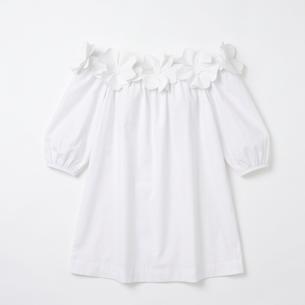Florenza™ – Sculpted Rose Off-Shoulder Dress