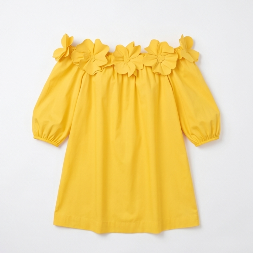 Florenza™ – Sculpted Rose Off-Shoulder Dress