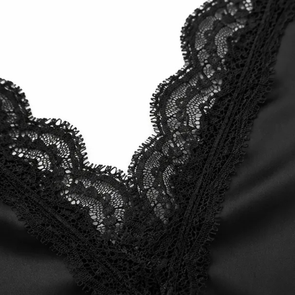 Lyselle – Satin Lace V-Neck Tie-Front Blouse for Women
