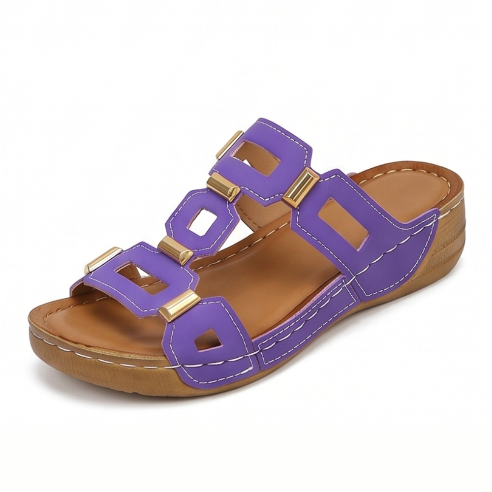 BellaArch™ Cushioned Wedge Sandals with Gold Strap Detail