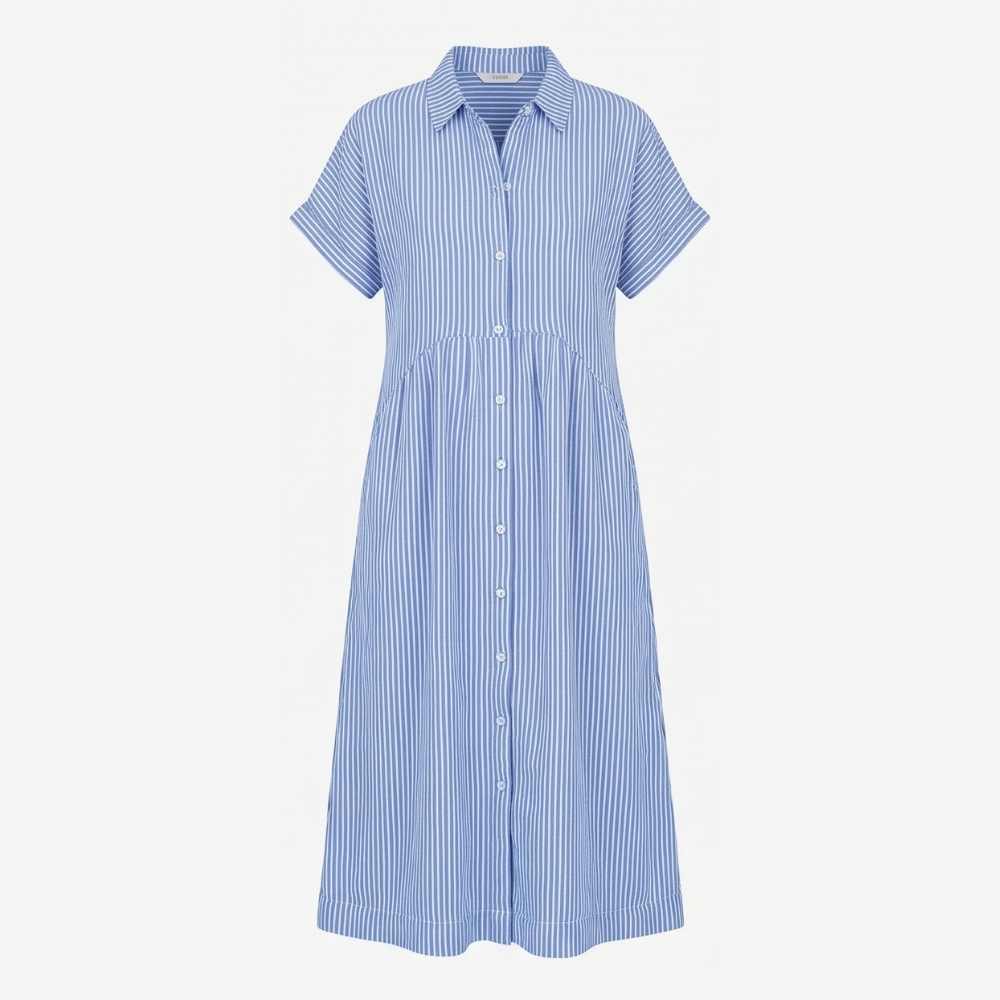 Elira™ – Airy Striped Midi Shirt Dress
