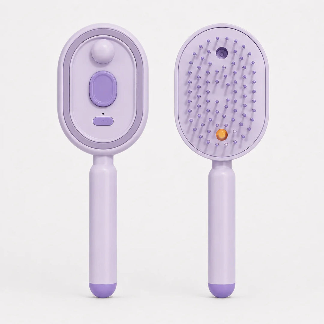 Velura – Self-Cleaning Scalp Massager Brush with Mist Spray Tank