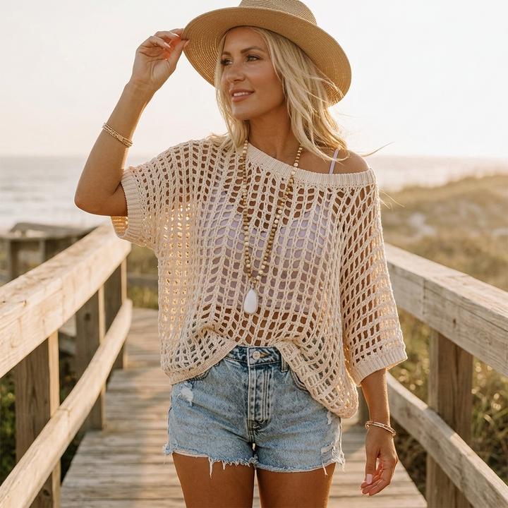 Aerela™ – Breezy Open Weave Knit Top