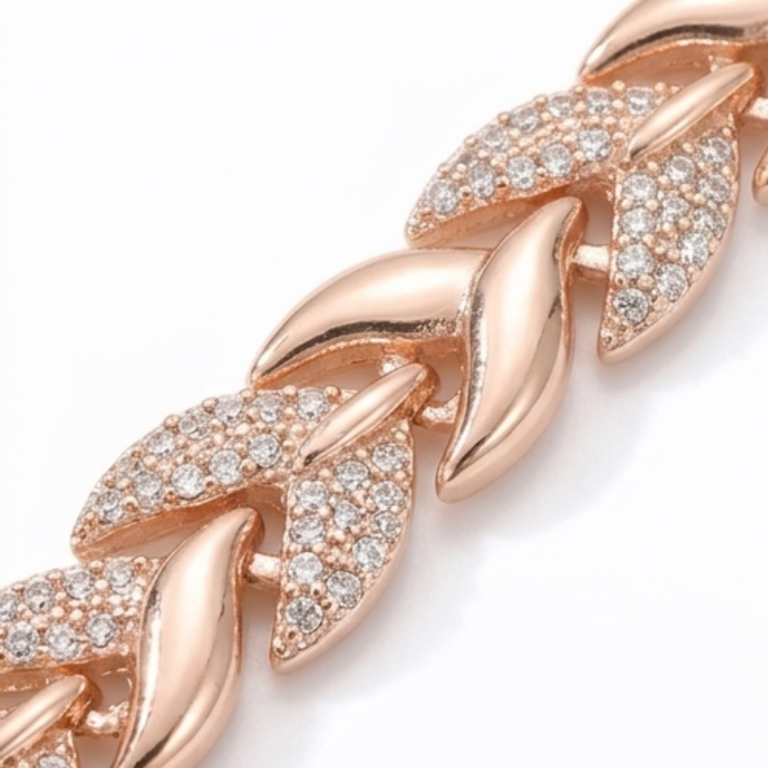 Lumara™ – Sparkling Leaf Link Necklace and Bracelet Set