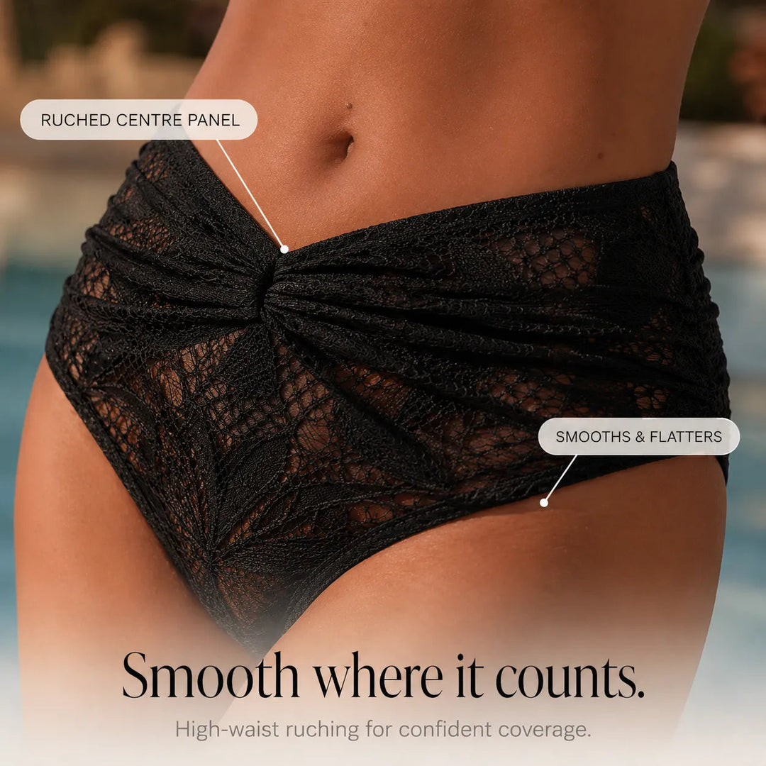 Marella – Lace-like Twist-Knot High-Waist Bikini Set