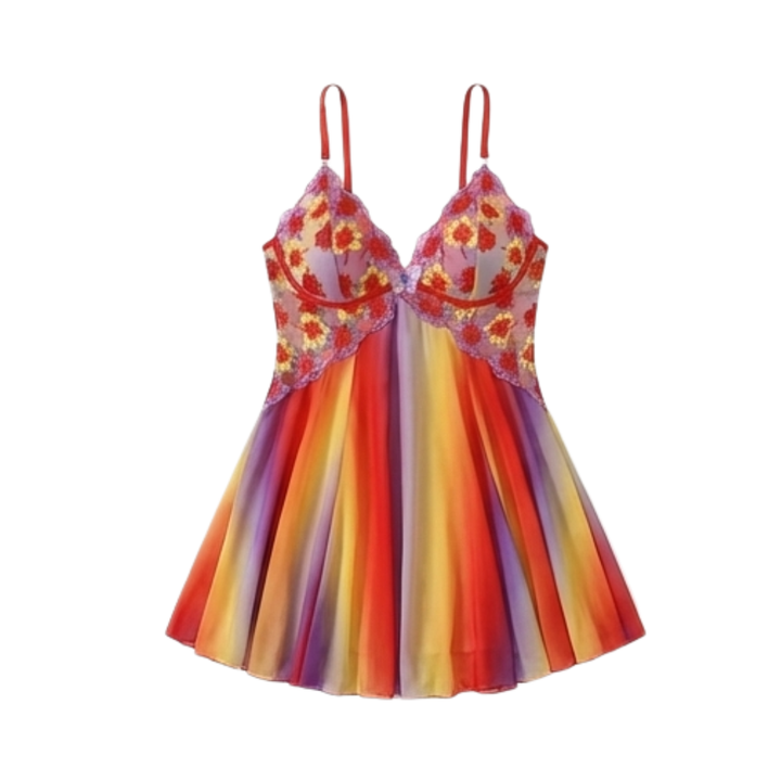 Floressa™ – Embroidered Floral Babydoll Nightgown