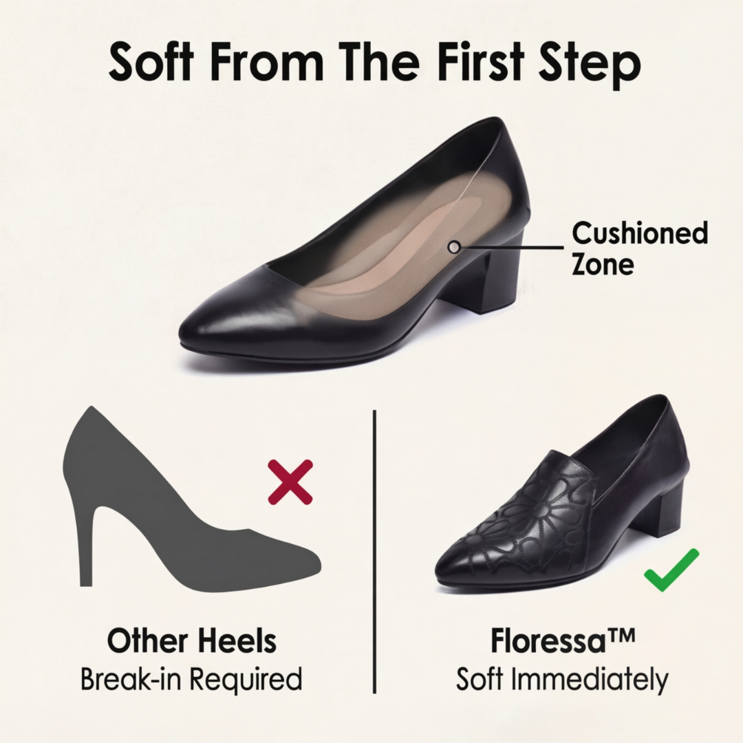 Floressa™ – Embroidered Leather Pumps with Cushioned Heel