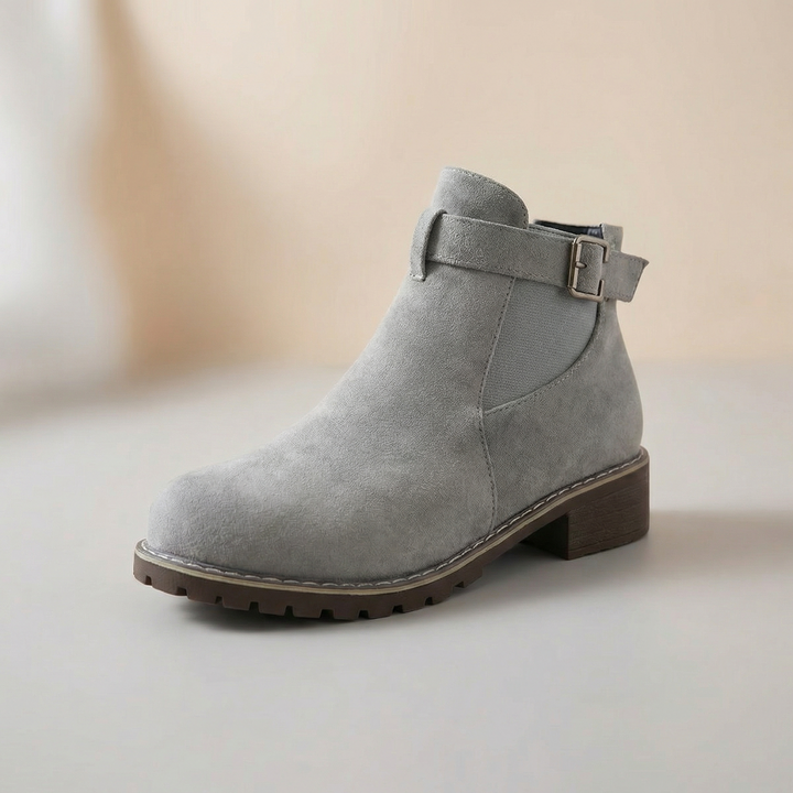 Stridella™ – Suede Look Buckle Ankle Booties
