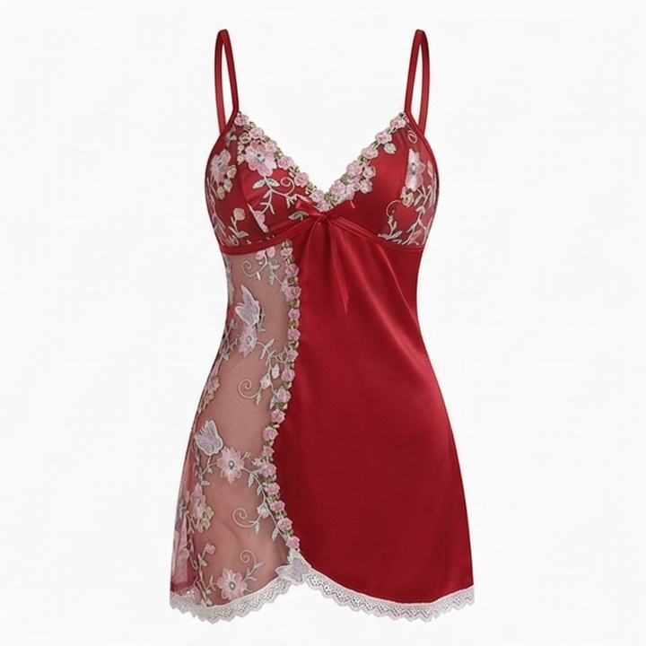 Floressa™ – Embroidered Satin Nightdress