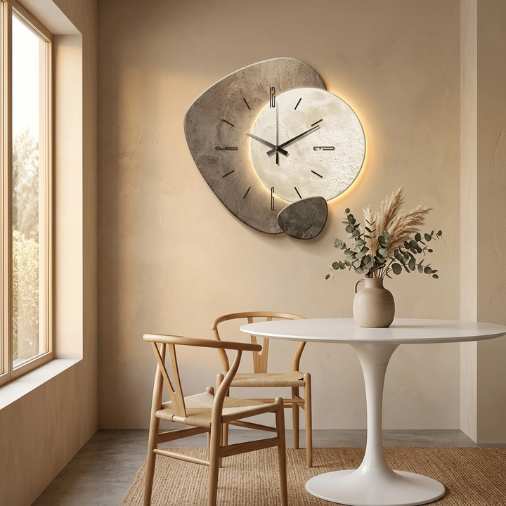 Lunara™ – Moon-Lit Wall Clock with Warm Backlight