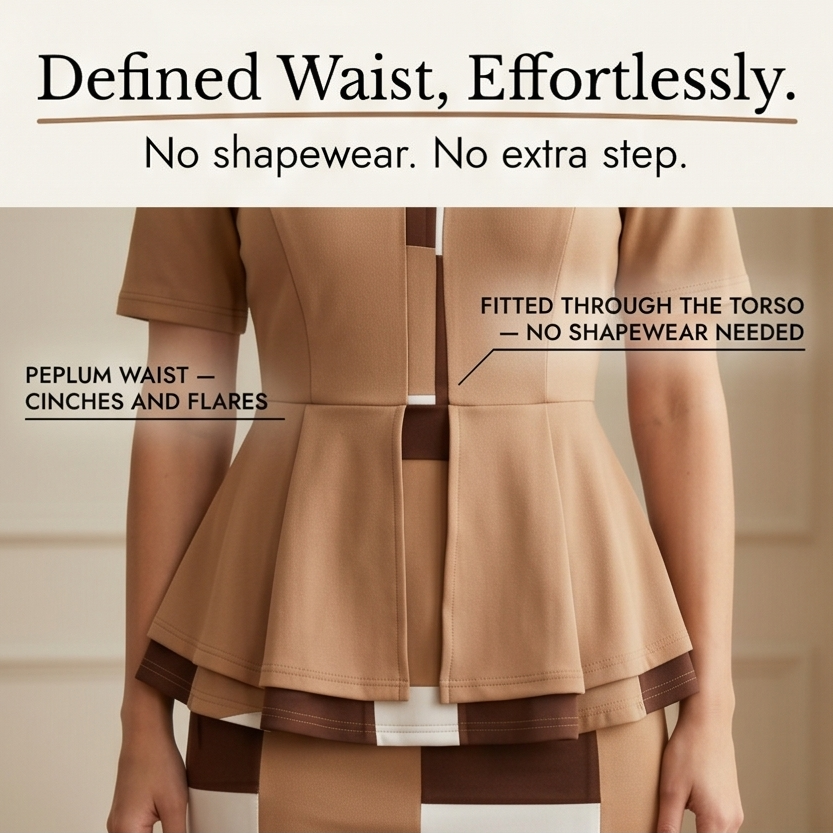 Lunavia™ Elegant Color-Block Peplum Set for Effortless Polish