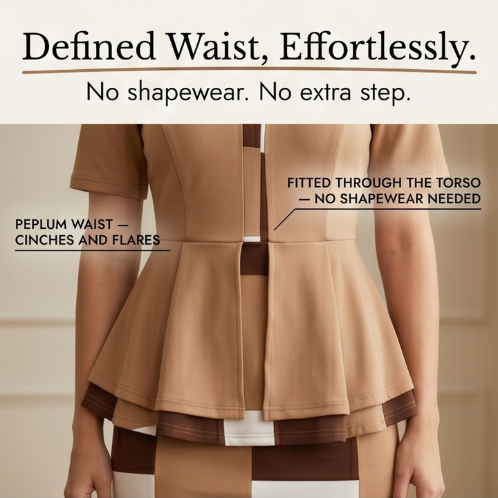 Lunavia™ Elegant Color-Block Peplum Set for Effortless Polish