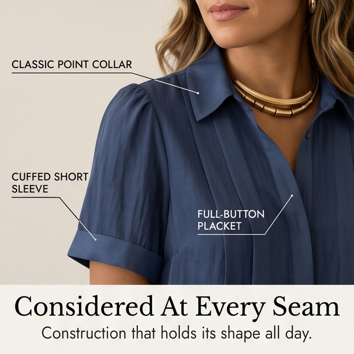 Lunavia™ – Pleated Short-Sleeve Blouse