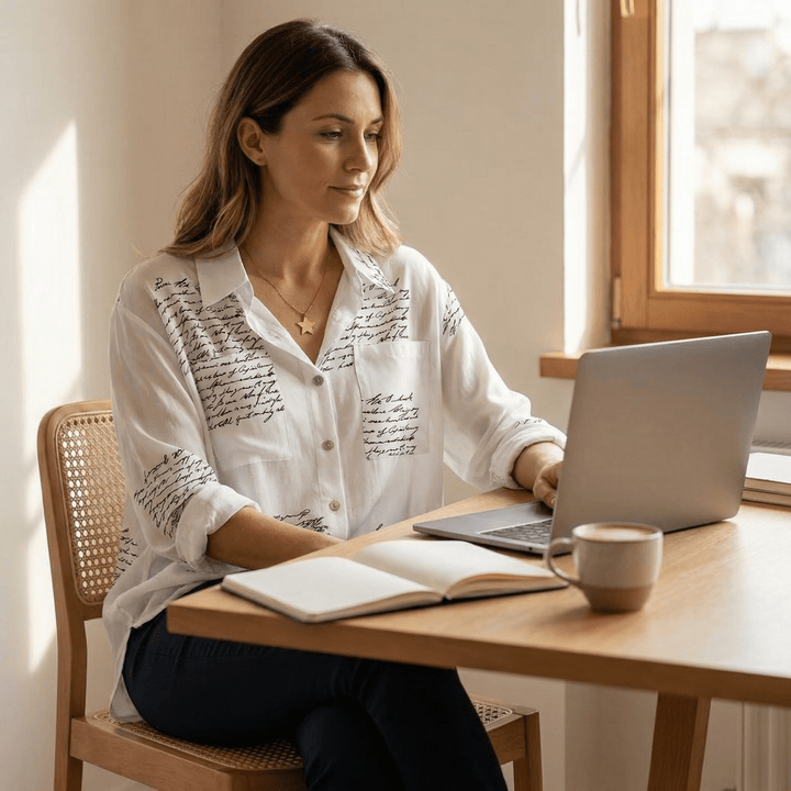 Letterelle™ – Handwritten Script Viscose Blouse