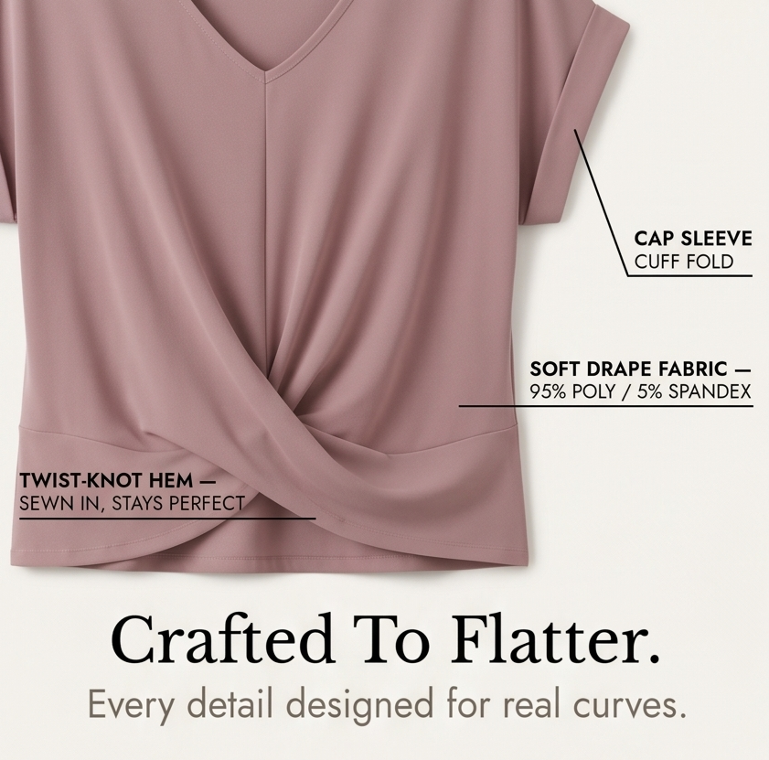 Veluna™ - Twist-Knot V-Neck Top for Effortless Everyday Style