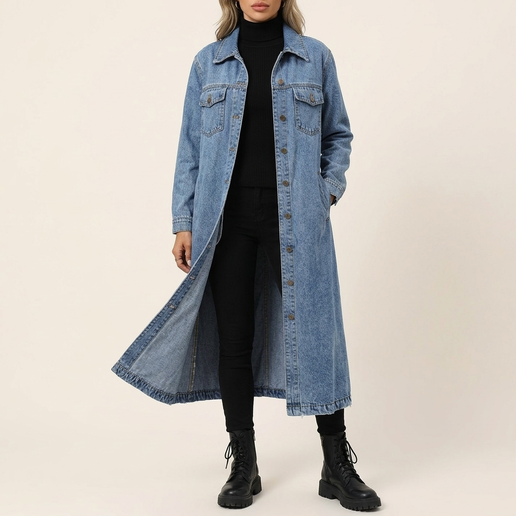 Denara™ – Longline Oversized Denim Coat