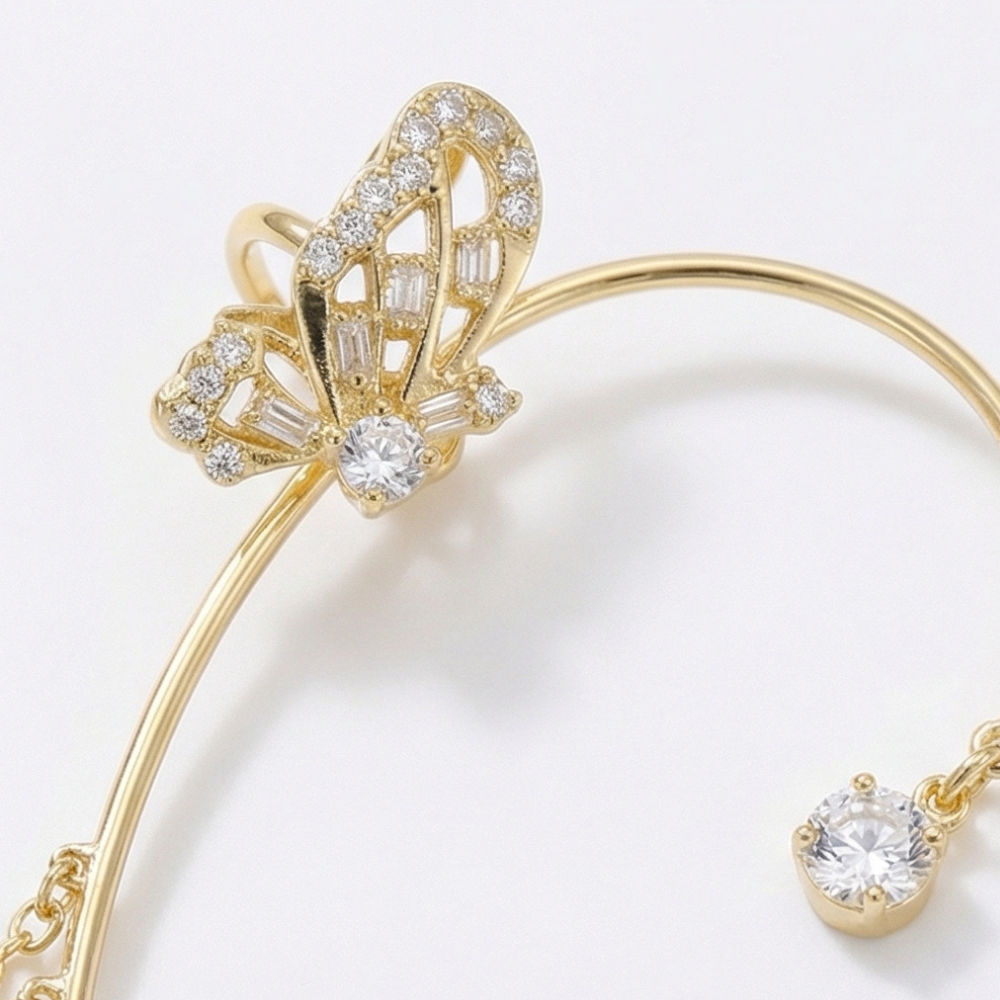 Ornata™ Sparkling Butterfly Ear Cuff with Tassels