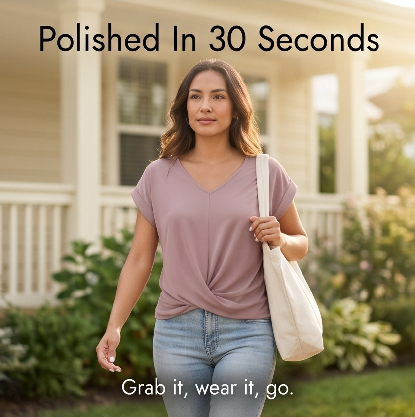 Veluna™ - Twist-Knot V-Neck Top for Effortless Everyday Style