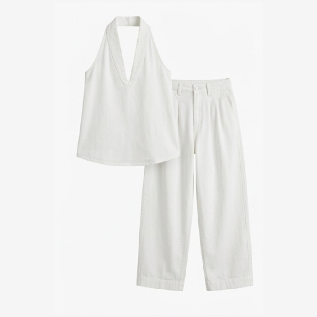 Rivella™ – Washed Denim Two Piece Summer Set