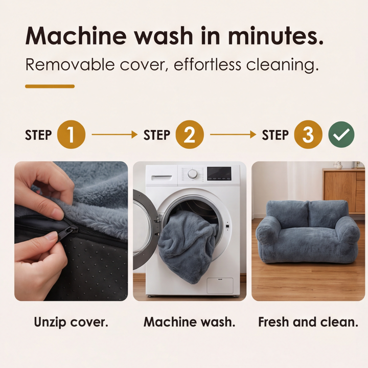 Pawluna™ – Plush Pet Sofa with Washable Cover