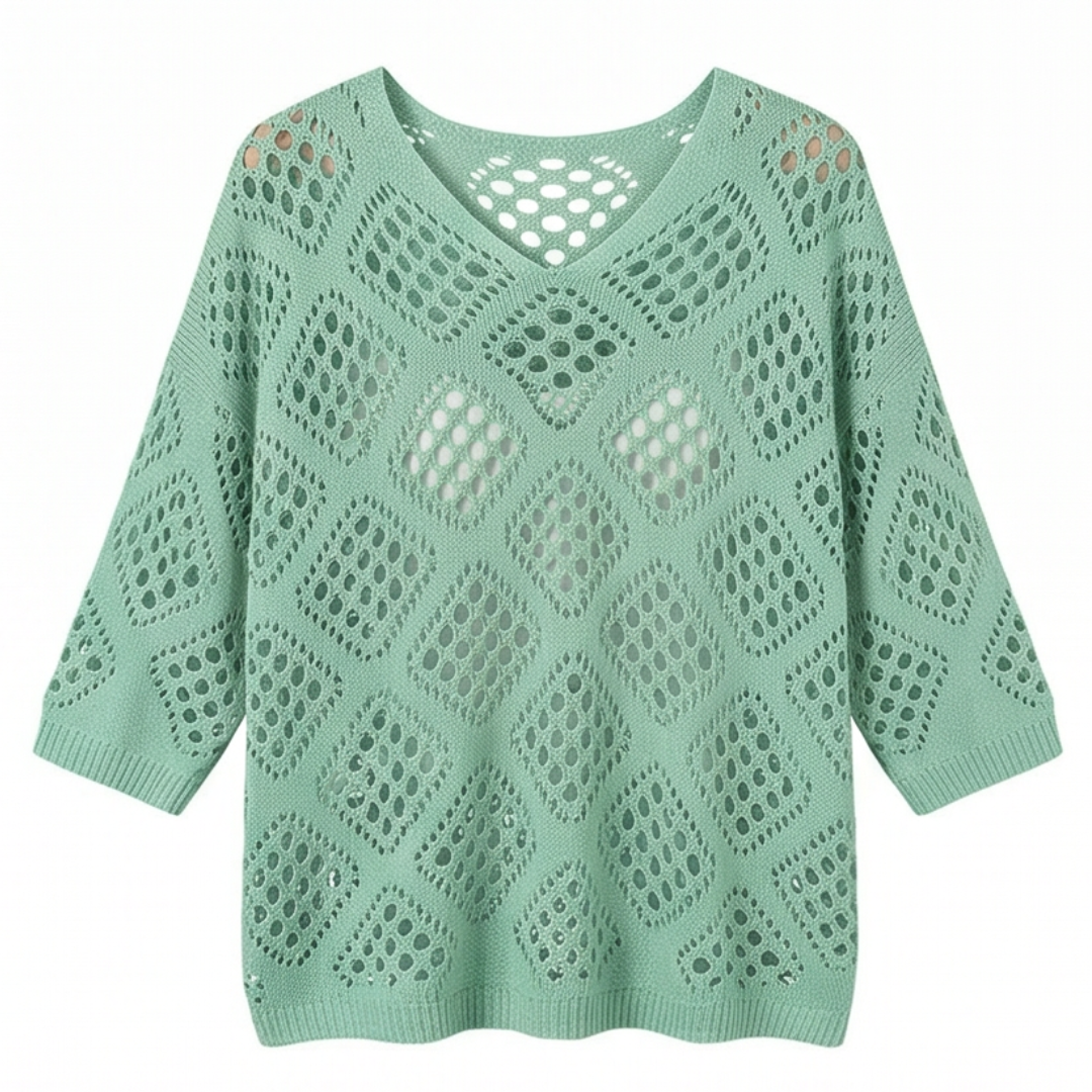 Sunfara™ – Bohemian Crochet V-Neck Top