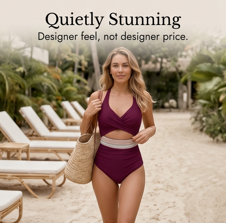 Marivela™ - Twist-Front One-Piece Swimsuit with Cutout Waist