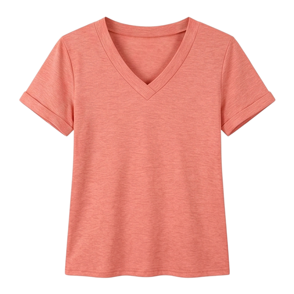 Lunavia™ – Soft V-Neck Tee with Rolled Cuffs