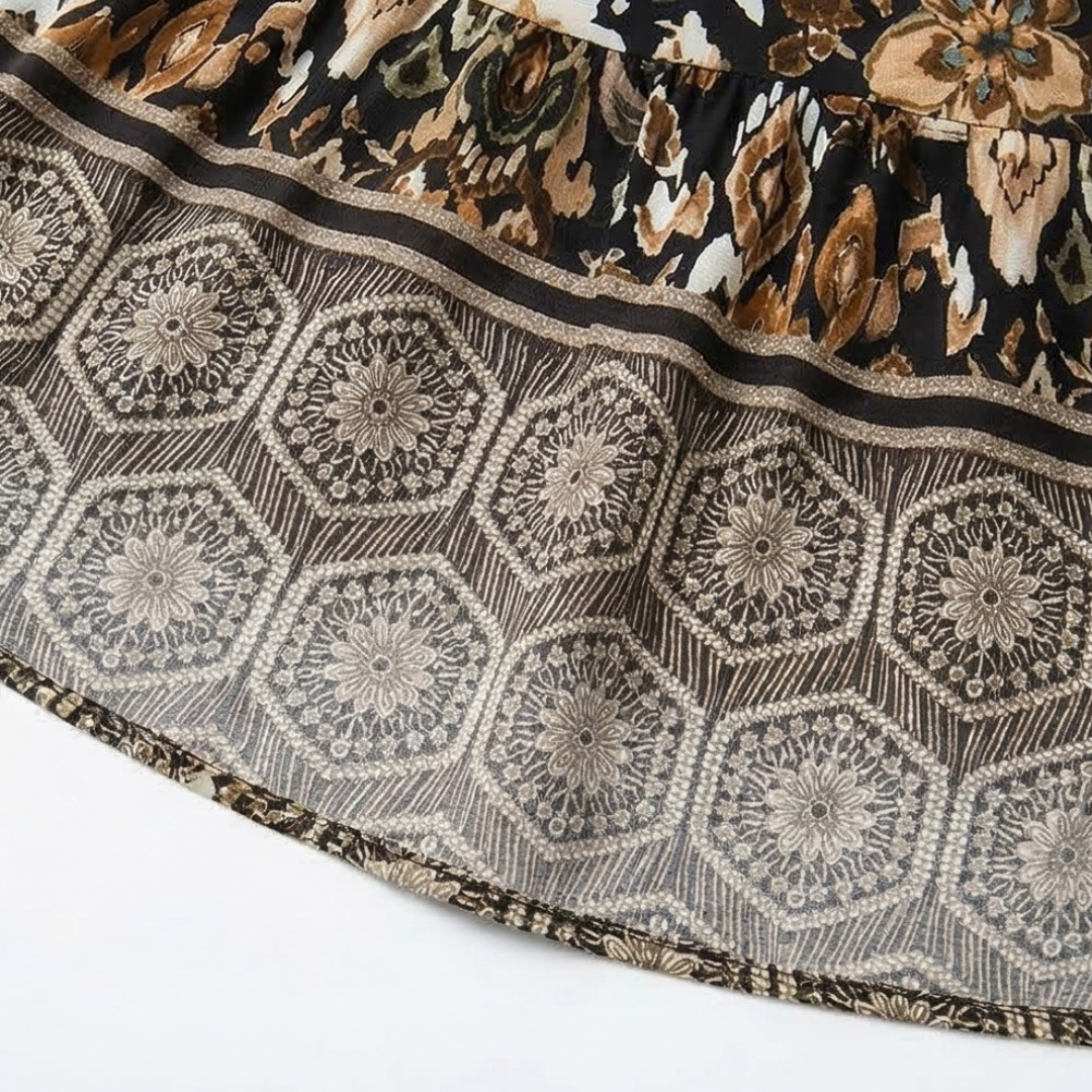 Vivara™ – Elegant V Neck Printed Dress