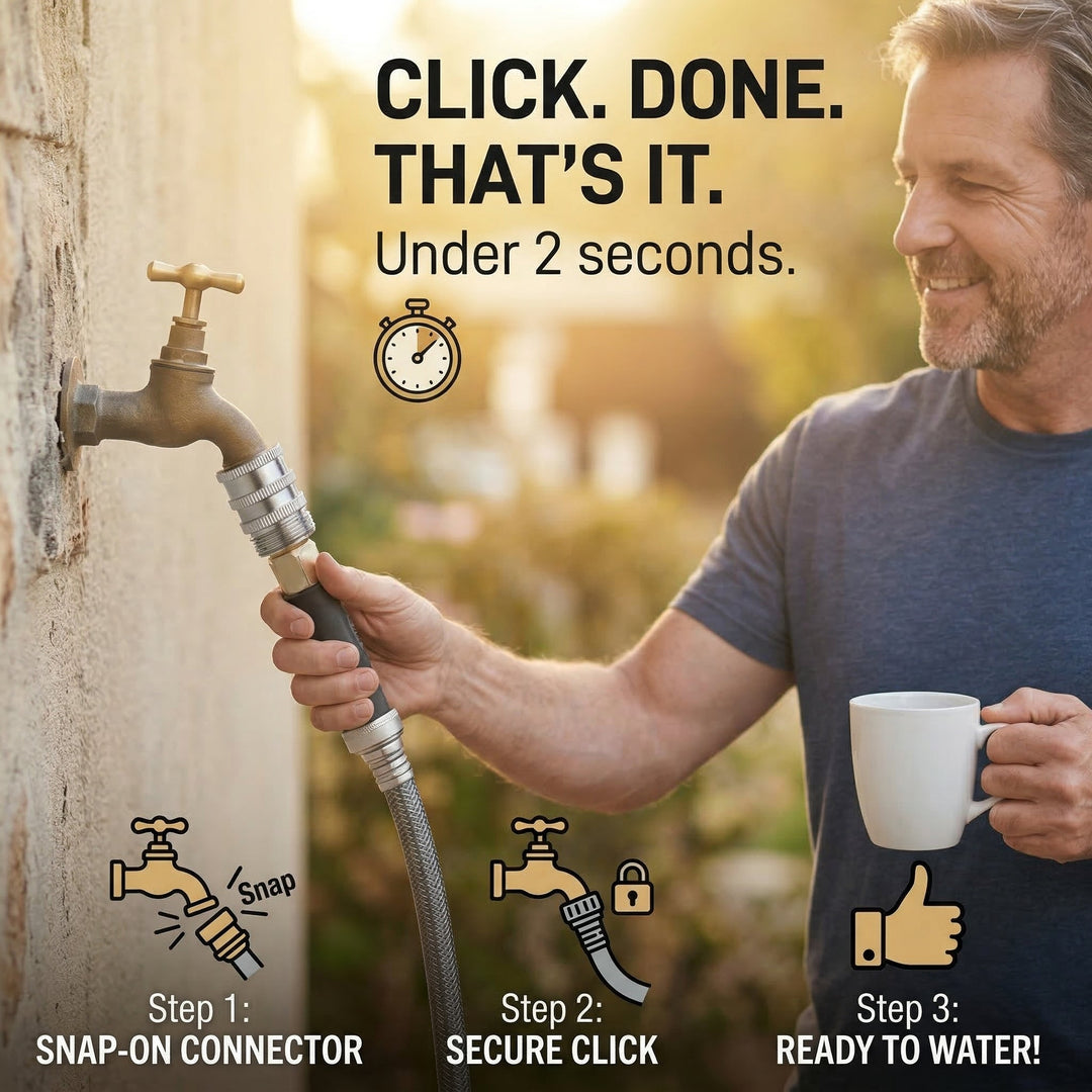 Flowsnap™ – Stainless Steel Garden Hose Quick Connect Set