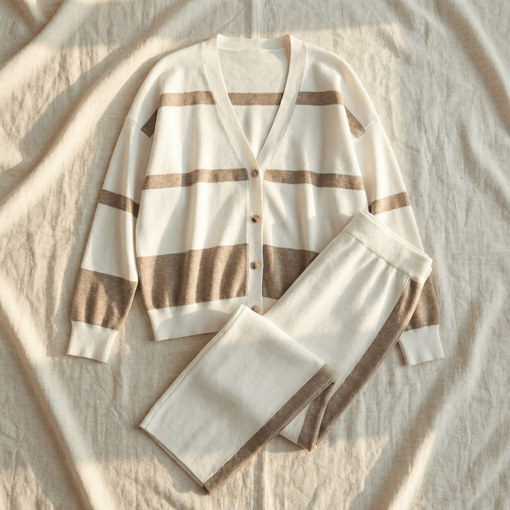 Lunessa™ – Striped Knit Cardigan and Pants Set