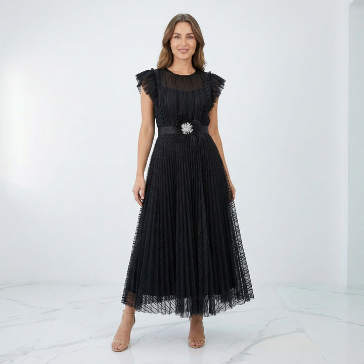 Floressa™ Elegant Flutter Sleeve Midi Dress