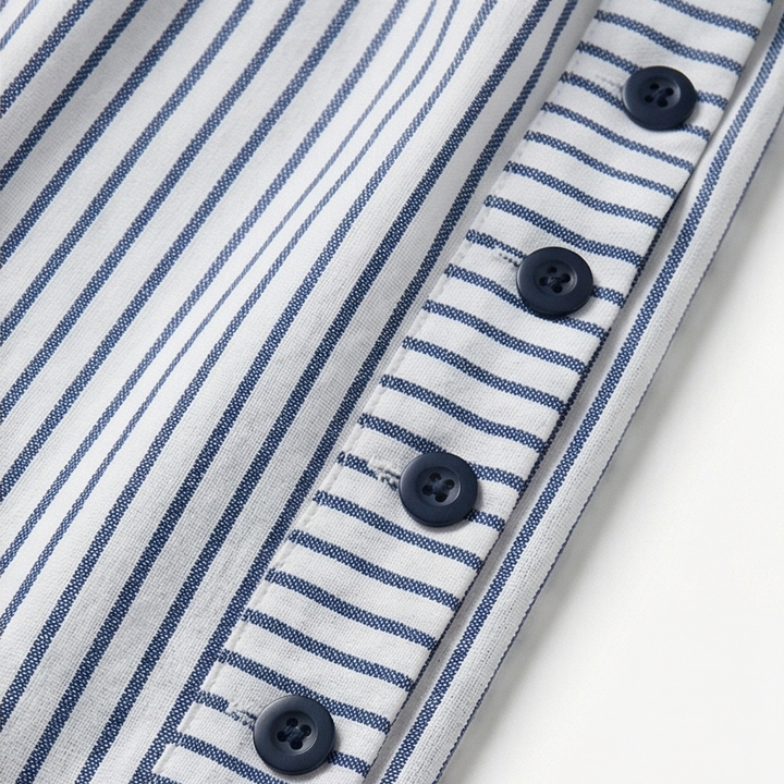 Coastlyn™ – Striped Cotton Pants with Button Trim