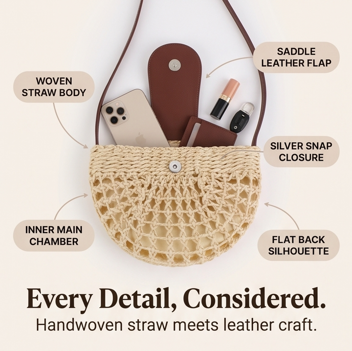 Boheme™ - Woven Straw Crossbody Bag for Effortless Summer Style