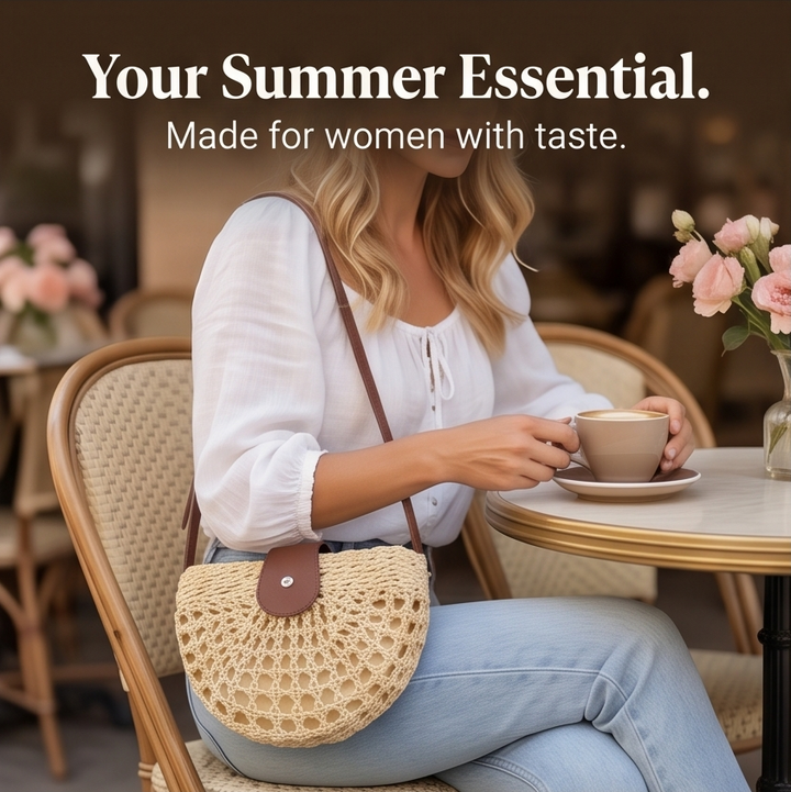 Boheme™ - Woven Straw Crossbody Bag for Effortless Summer Style