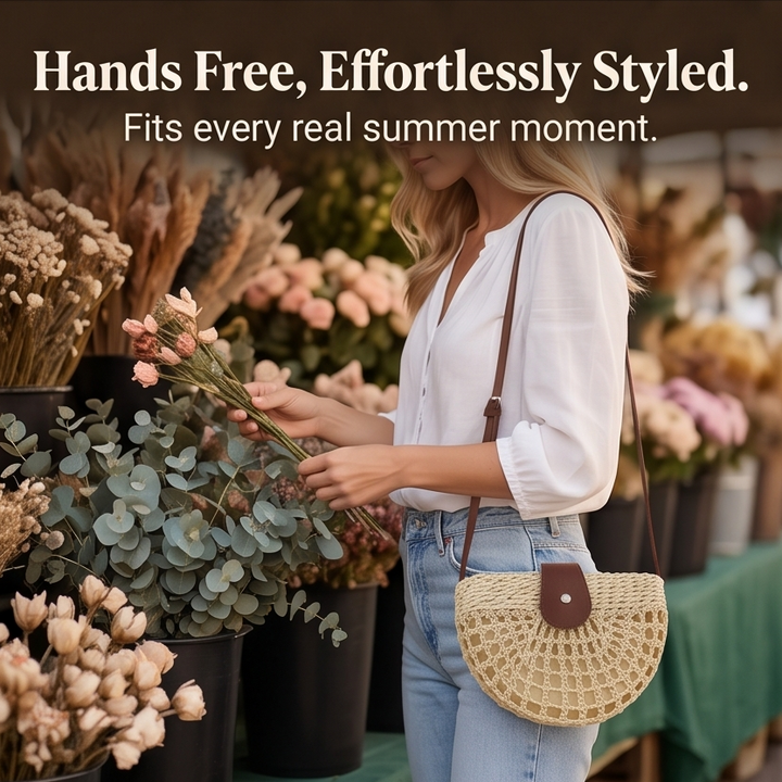 Boheme™ - Woven Straw Crossbody Bag for Effortless Summer Style