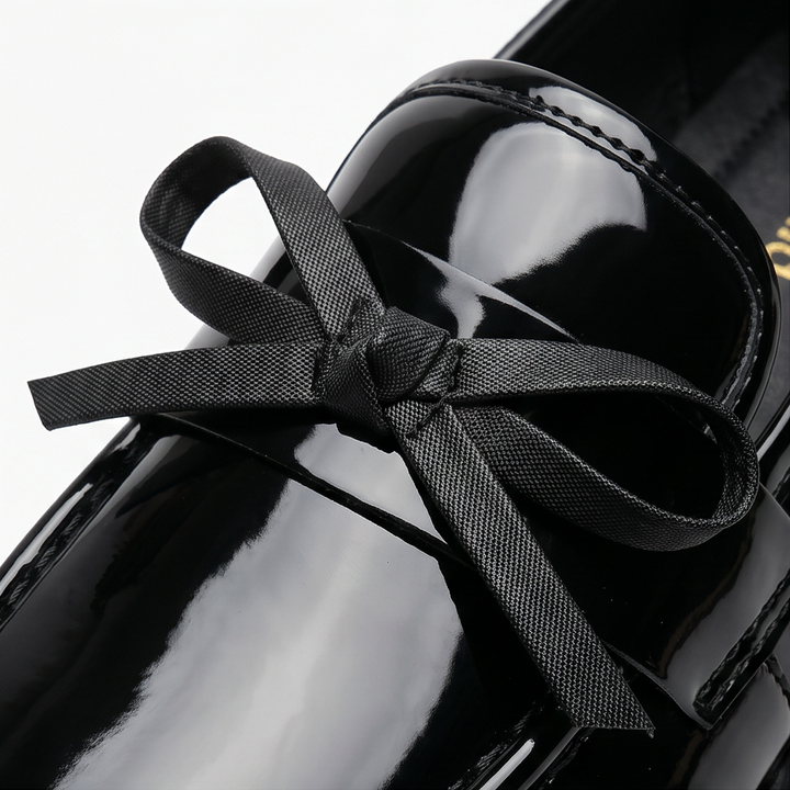 Bowella™ – Glossy Bow Loafers with Cushioned Platform
