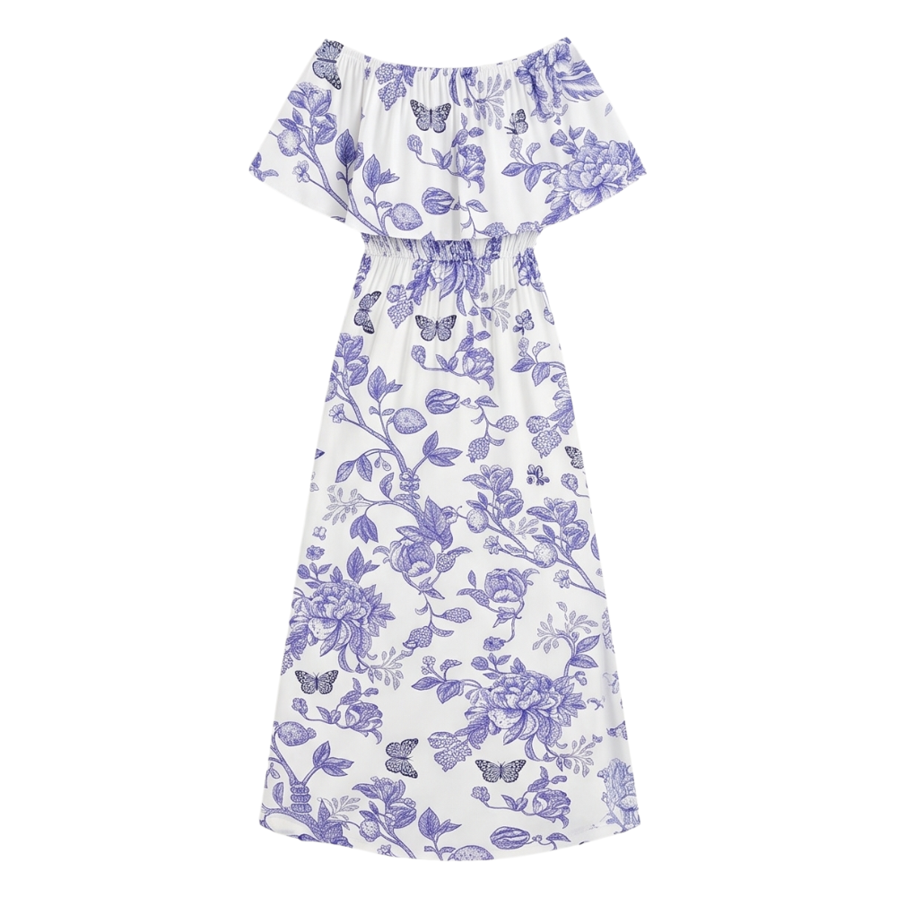 Florevia™ – Off-Shoulder Floral Maxi Dress with Hidden Pockets