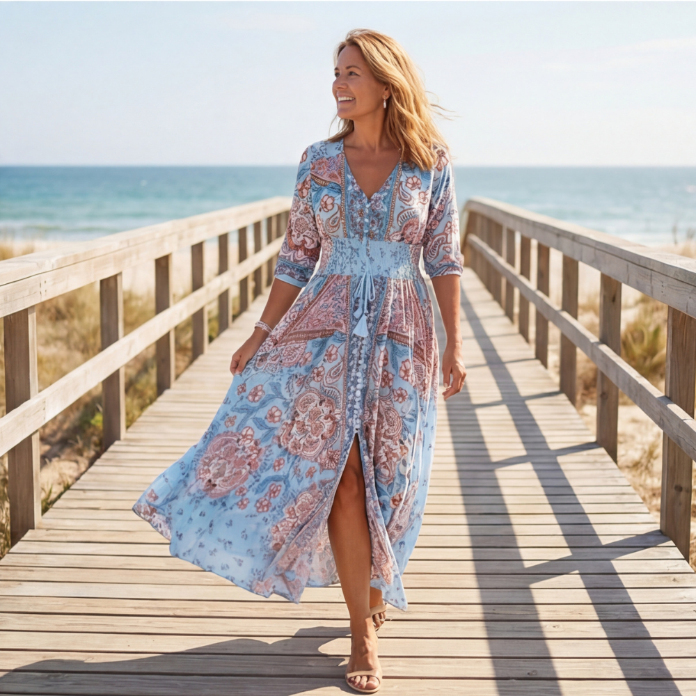 Floressa™ Flowy Floral V Neck Maxi Dress