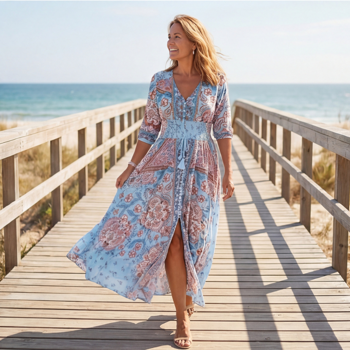 Floressa™ Flowy Floral V Neck Maxi Dress