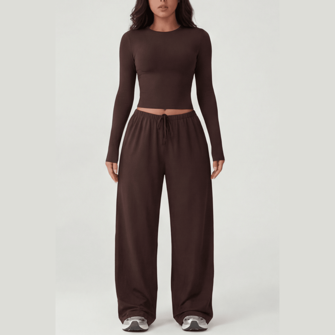 Velaire™ – Soft Crop Top and Wide Leg Pants Set