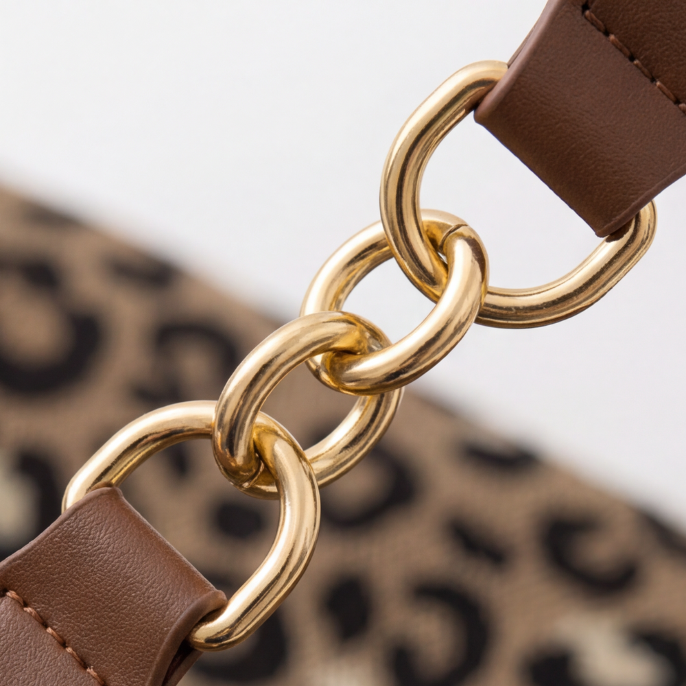 Lynxe™ – Leopard Print Tote with Chain Detail