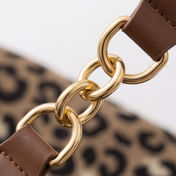 Lynxe™ – Leopard Print Tote with Chain Detail