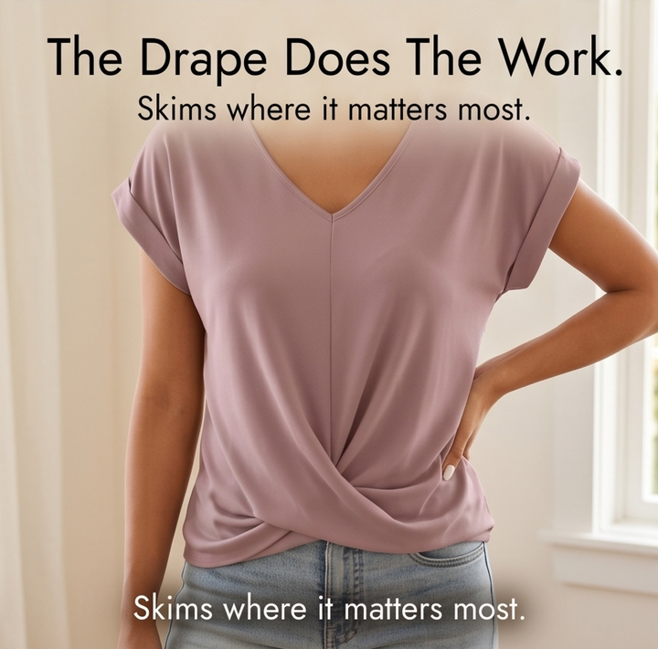 Veluna™ - Twist-Knot V-Neck Top for Effortless Everyday Style
