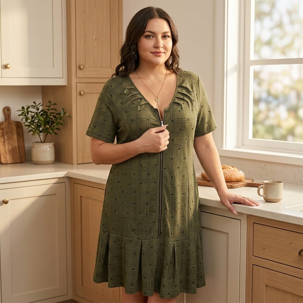 Zippella™ – Zip-Front Midi Dress for Effortless Everyday Comfort