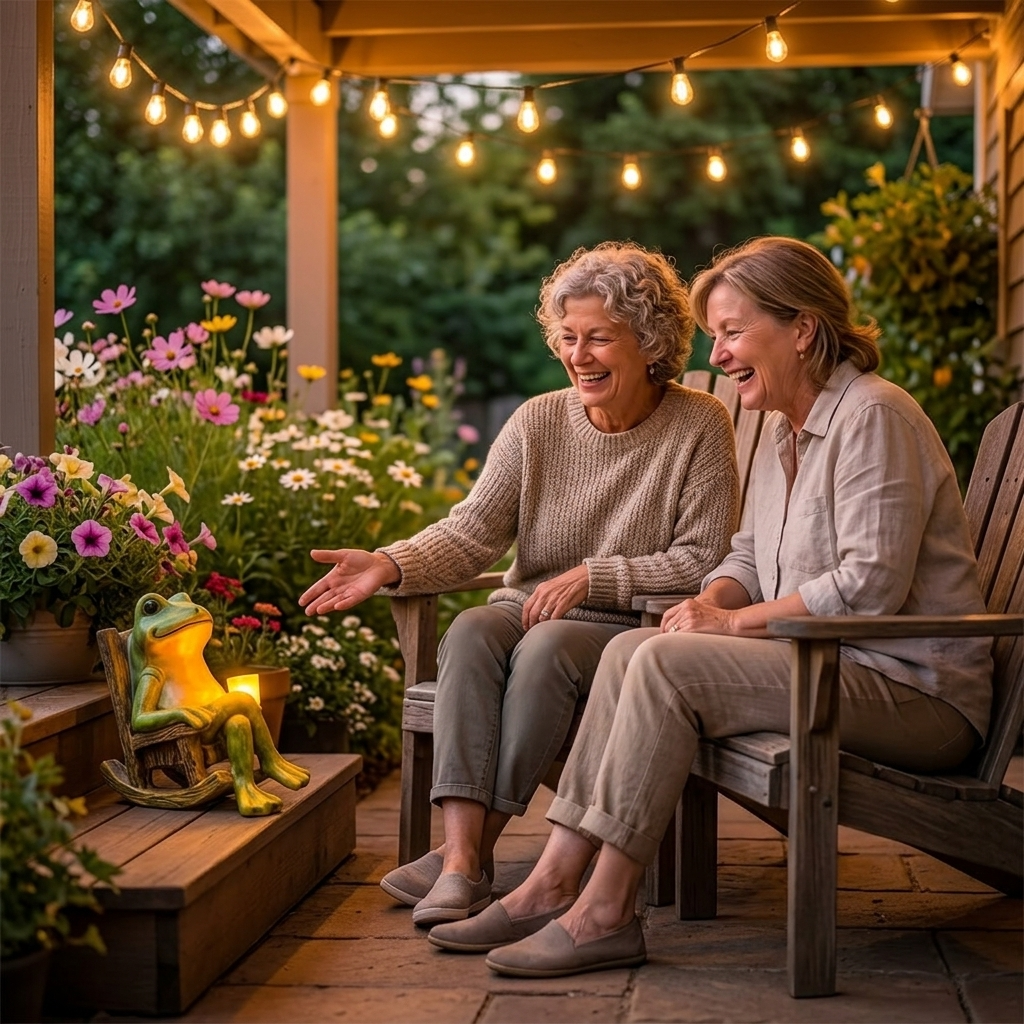 Glowfrog™ – Glowing Garden Frog in Rocking Chair