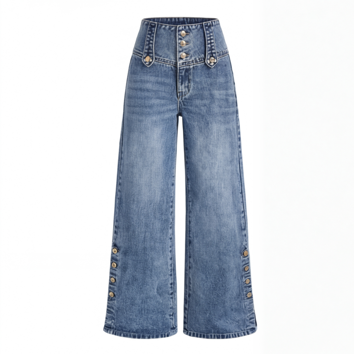 Revelle™ – Retro Button Front Wide Leg Jeans