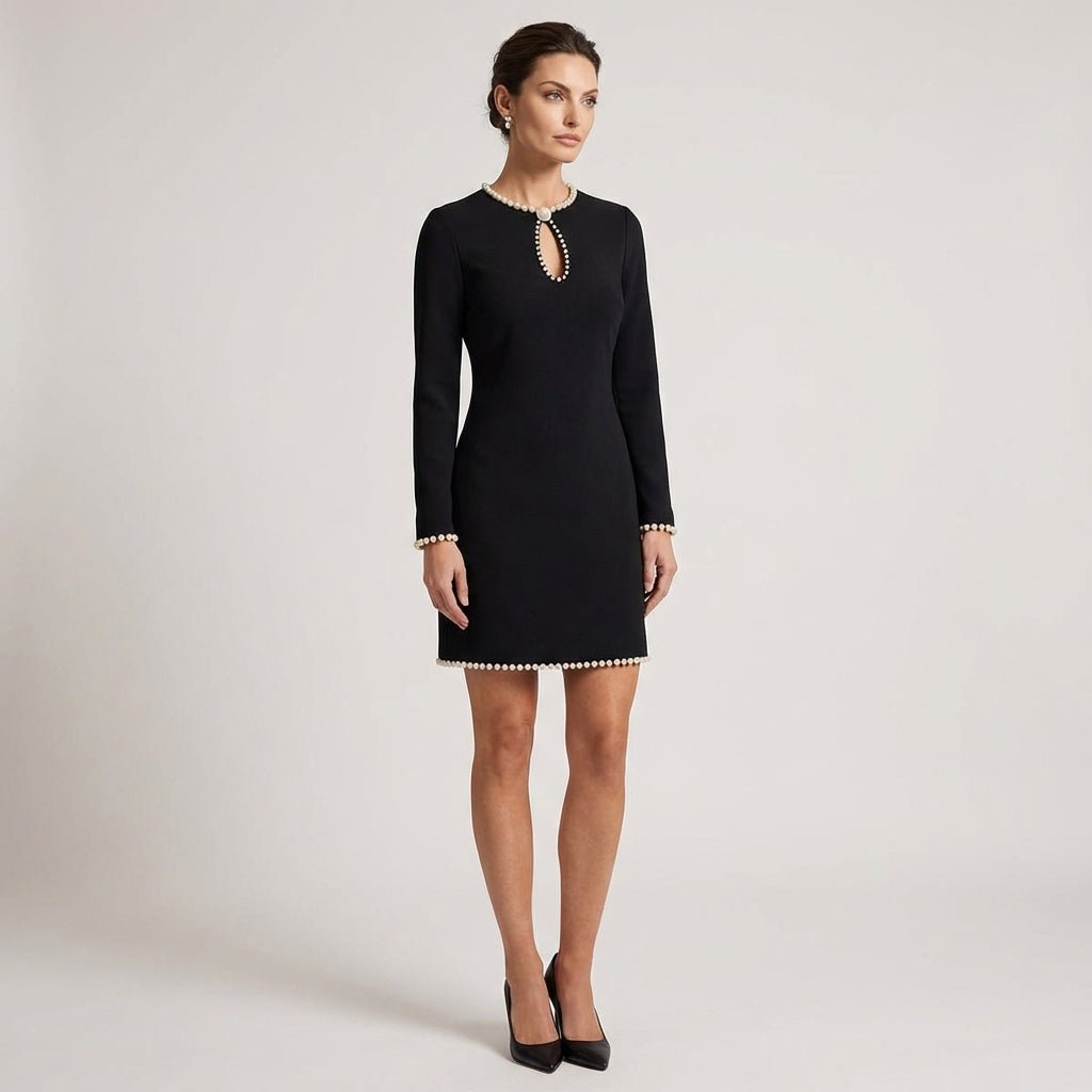 Perlina™ – Pearl Embellished Keyhole Midi Dress